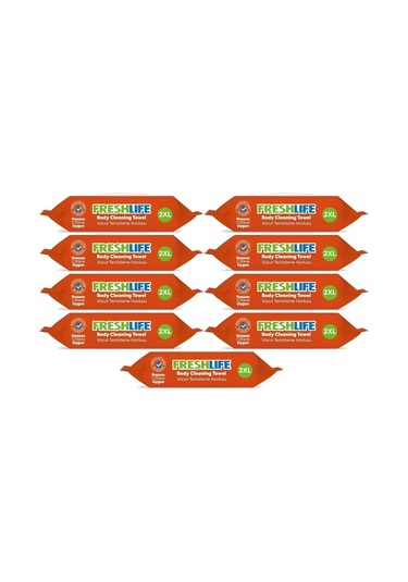 Freshlife Hasta Vücut Temizleme Islak Mendil Havlu 50 Yaprak XL 9'lu Set