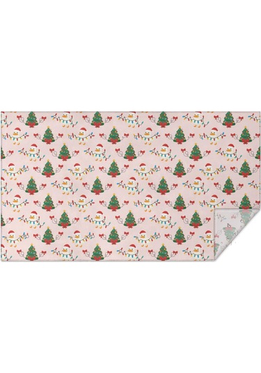 Noel Desenli Dikdörtgen Masa Örtüsü 60x102 İnç, Su Geçirmez Ve Leke Tutmaz-a63 Beyaz