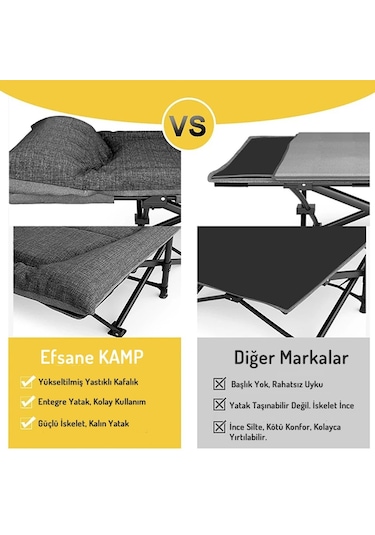Efsane Kamp Konfor Ultralight Kampet Portatif Kamp Yatağı Siyah