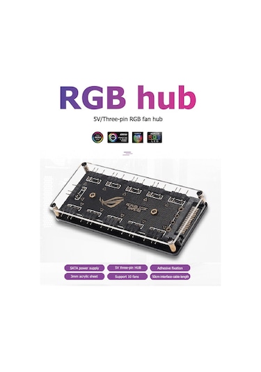 Argb Rgb Led 3 Pin 11 Port Fan Çoklayıcı 4847A Sata Power 5V Hub