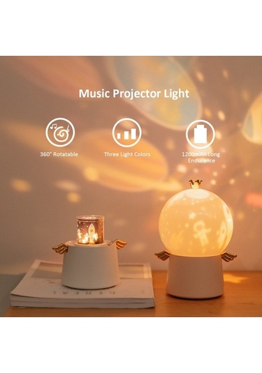 360 Dönen Led Gece Lambası: Romantik Müzik Kutusu İle Rahatlatıcı Yatak Odası Aydınlatması Diğer Diğer