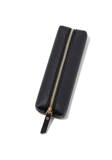 Khalid Bain Küçük Taze Çakıllı Deri Kalem Çantası Büyük Kapasiteli Fermuarlı Pu Deri Kırtasiye Saklama Çantası Öğrenci Evrensel Kalem Kutusu Q10scy Siyah