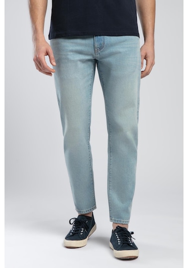 Lee Cooper London Normal Bel Dar Konik Kesim Daralan Paça Mavi Erkek Jean Pantolon-19630 DENİM