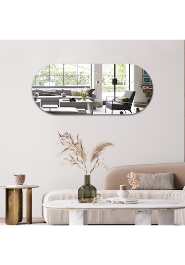 Ayna Düz Ayna Victory Tasarım Kanallı Oval Ayna 50cm X 120cm Düz Ayna