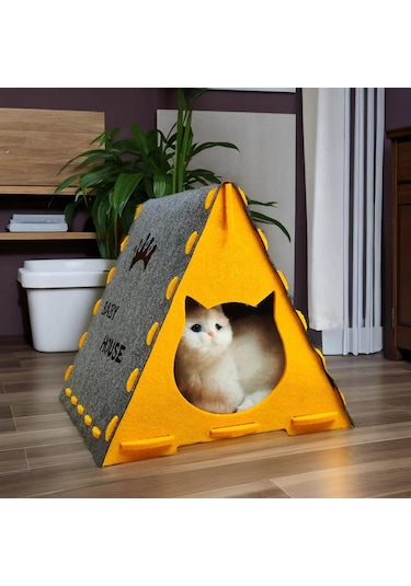 Suntek Keçe Kedi Evi İç Mekan Kullanımı Yatağı Mağara