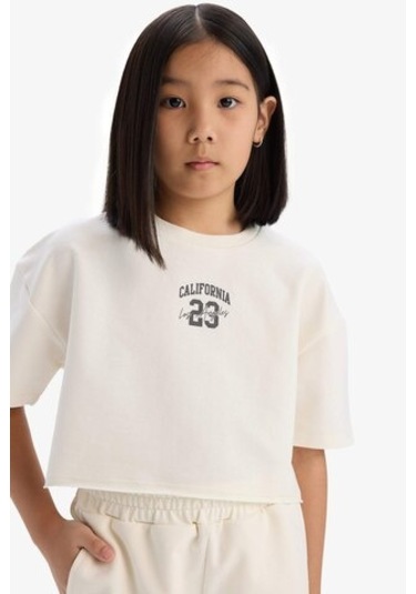 DeFacto Kız Çocuk 2'li Takım Baskılı Kısa Kollu Tişört Şort E0730A825SMER99 Ekru DeFacto Kız Çocuk 2'li Takım Baskılı Kısa Kollu Tişört Şort E0730A825SMER99 Ekru