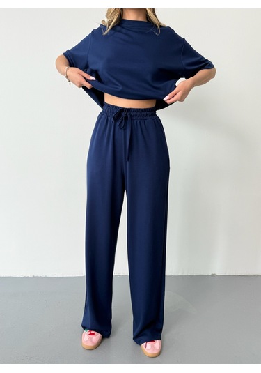 Kadın Modal Kısa Kolu Soft Touch Spor Takım Lacivert