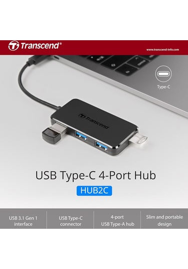 Transcend Ts-hub2c 4-port Usb 3.1 Gen 1 Type-c Hub, 5gbps Hız, Ma