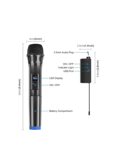 Diğer Puluz Pu628b Led Ekranlı, Pille Çalışan Mikrofonlu Uhf Kablosuz Dinamik Mikrofon - Siyah 681400373a