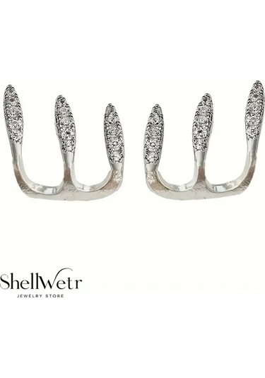 Claw Küpe Sevgililer Günü , Annenize Verilecek En Güzel Gümüş Kaplama Hediye Gri