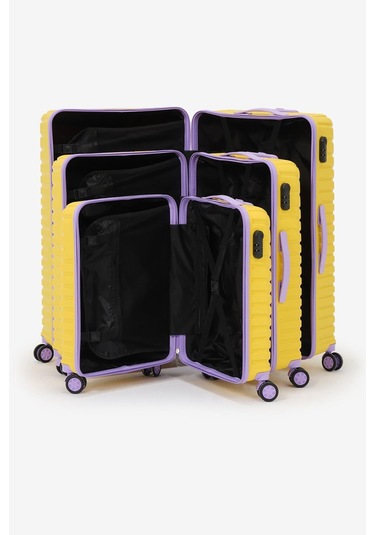 3'lü Set Silikon Kırılmaz Pp Unisex Sarı Lila Valiz Pwvlz005 Sarı Lila