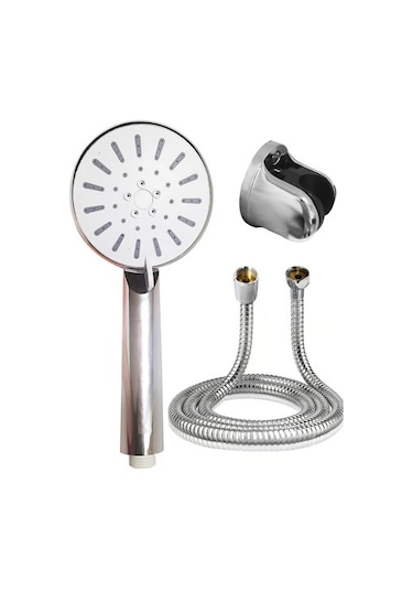 Spiral Hortumlu 4 Kademeli Krem El Duşu Başlığı Banyo Duş Seti Renkli