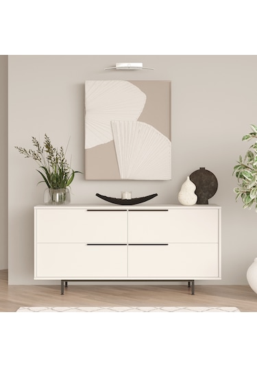Robin Home Lidya Konsol 4 Kapaklı Metal Ayaklı 160cm Beyaz