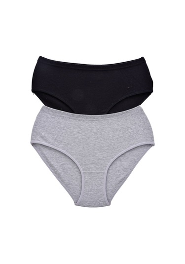 Kadın 922 Ribana 2'Li Bato Külot Seti Gri-Siyah