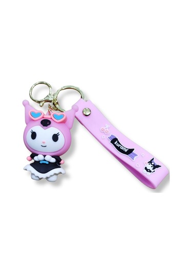 Kuromi V1 Premium 3d Figürlü Lila Bilek Kayışlı Anahtarlık - 1 Adet