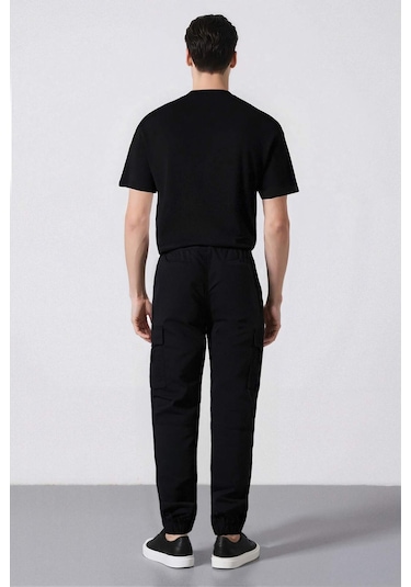 DeFacto Regular Gabardin Jogger Pantolon Kargo Cepli Beli Paçası Lastikli C9163AX25SPBK81