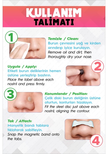 30 Lu Beyaz Manyetik Burun Bandı Mıknatıslı, Kolay Kullanım,