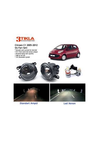 Citroen C1 2005-2012 Beyaz Led Xenon Sis Farı Seti