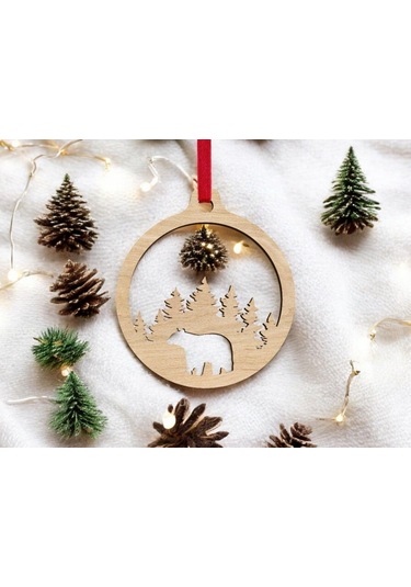 10 Parça Ahşap Yılbaşı Ağacı Süs Seti-2 Ortalama 6-8 Cm Noel Ağacı Süsü