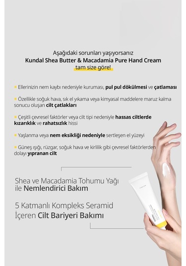 Yoğun Nem Veren Besleyici El Kremi Kundal Shea Butter & Macadamia Pure Hand Cream 50ml Ylang Ylang