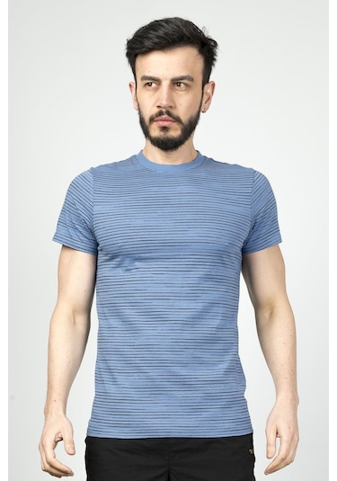 Cazador Erkek Bisiklet Yaka Tshirt 4014 İndigo 001