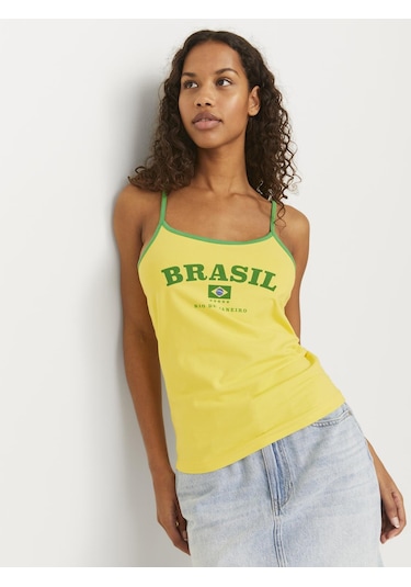 Kadin Gögüs Baskili U Yaka Askili Bluz - Gigi - 12281214 Golden Kiwi