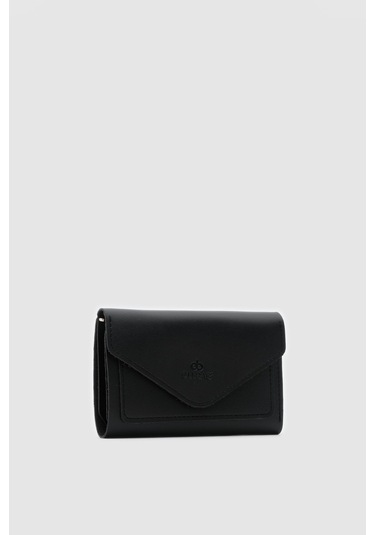 Zarf Detaylı Nakit Ve Bozuk Para Bölmeli Bayan Cüzdan-siyah -Siyah