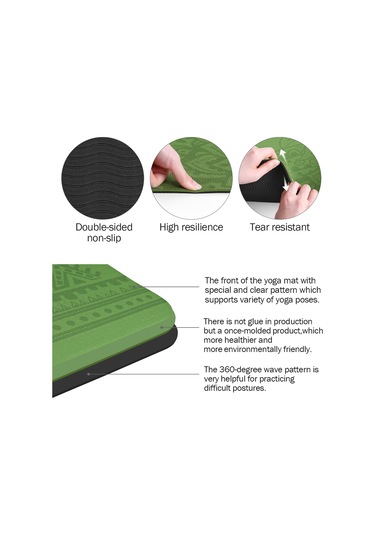 Ranyeek Tpe Materyal Yoga Minderi 183x61x0.6cm, Antrenman İçin Anti-kayma, Su Geçirmez, Temizlenmesi Kolay + Ağ Çantası Koyu Yeşil + Siyah Koyu Yeşil - Siyah