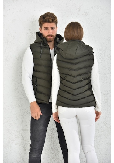 Wapp Unisex Haki Mikro Jel Dolgu Çıkarılabilen Fermuarlı Kapü Çok Renkli