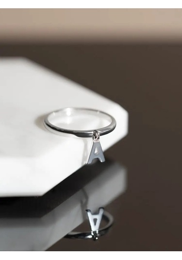 Sılverme Gümüş A Harfi Yüzük 925 Ayar Gümüş 94663274 Gri