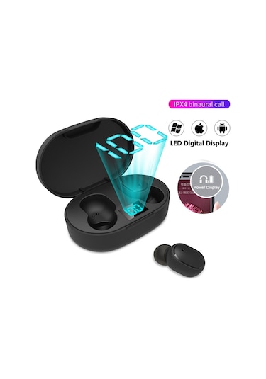 E6s Led Ekran Tws Kablosuz Bluetooth Kulaklık Pembe