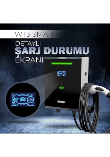 WiseCar Wallbox 22 KW Kablolu 5 M Elektrikli Araç Şarj İstasyonu