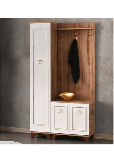 Bera Atlantik Çam - Beyaz 3 Kapılı Elif Portmanto Atlantik Çam - Beyaz