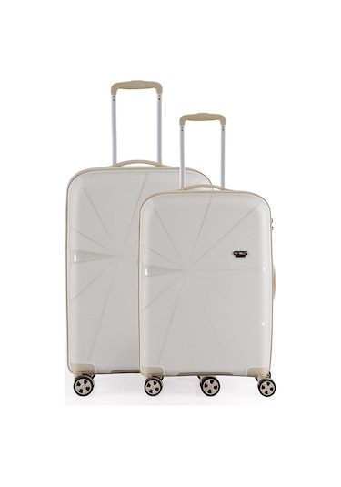 Ççs 5264 Büyük Orta 2 Li Valiz Seti Beyaz-bej