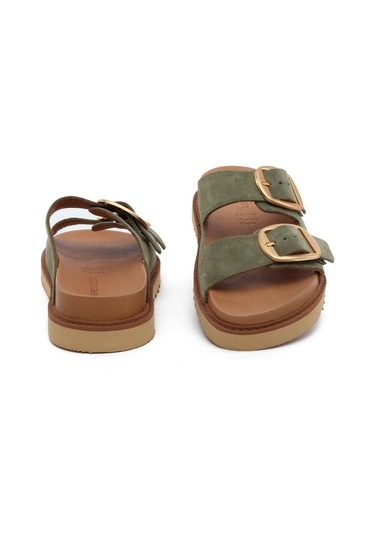 Greyder 59054 Yeşil Süet Hakiki Deri Kadın Terlik -811 Yeşil