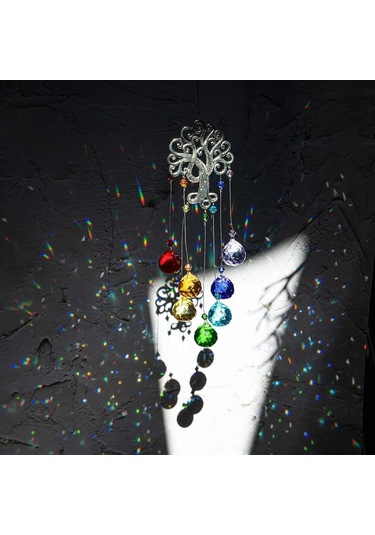 Geekyou "k9 Kristal Cam 'yaşam Ağacı' Güneş Yakalayıcı, Parlak Işık Yansımaları, Bahçe Pencere Dekorasyonu, Zil"