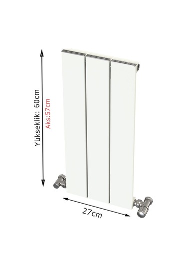 Alüminyum Radyatör 60x27 3 Dilim Kırık Beyaz Ral9010 Hestia
