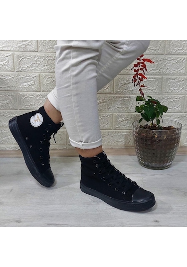 Fiyra 555 Siyah-siyah Uzun Unisex Sneaker Keten Spor Ayakkabı 001