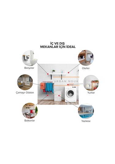 Kurutmalık Çamaşır Askısı - Duvara Monte Çamaşırlık - Patentli Tasarım Cappuccino-70cm Cappuccino