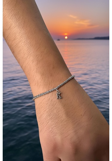 Kişiye Özel Sallantılı Harfli Paslanmaz Çelik Bileklik Sevgiliye Eşe Hediye Acb01h Metalik