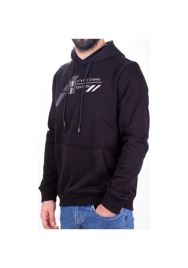 Twister 1910 Siyah Kapüşonlu Erkek Sweatshirt Siyah