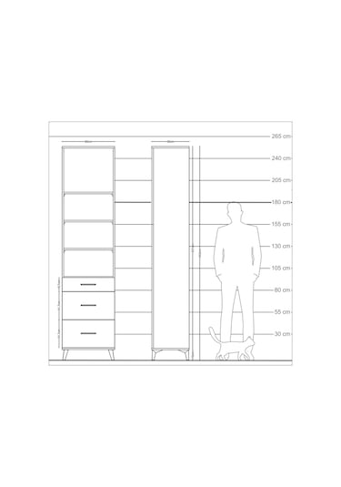 Arges Dolap 4 Raflı 3 Çekmeceli 60x30x243 Antrasit-antrasit Antrasit