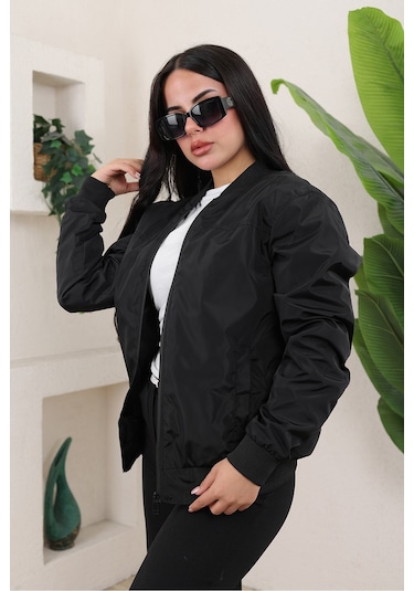 Bomber Kolej Su Geçirmez Ceket Siyah Bndk
