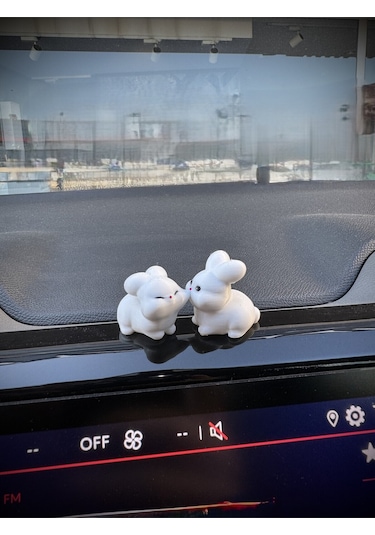 Tatlı Tavşan Çift Araba Dikiz Aynası Süsü Torpido Süsü - Minik Tavşan Çift Sevgiliye