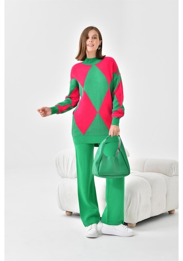 Ftz Women Kadın Baklava Desen Detaylı İkili Takım Benetton 20466-benetton Yeşil