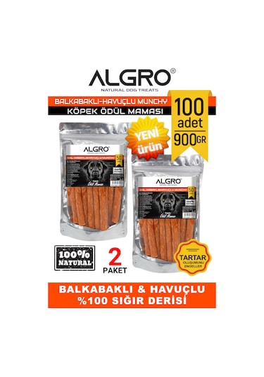 Algro Balkabaklı & Havuçlu Sığır Derisinden Munchy Stick 2 x 450 G