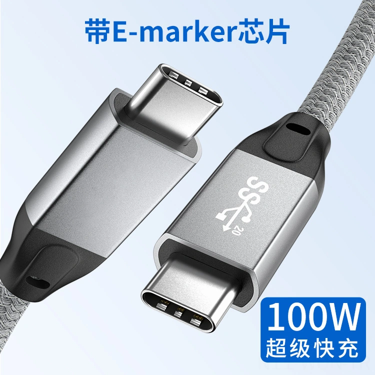 Neevoyu Usb 3.2 Type-c Çift Uçlu Kablosu - Pd 100w Hızlı Şarj, 4k Ses-video Aktarımı, Thunderbolt 3 Dış Disk Uyumlu, Gri, 1.5m