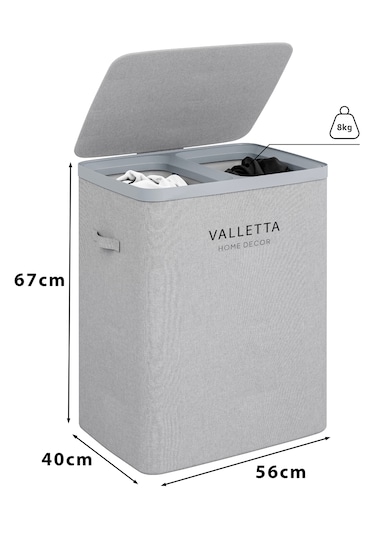 Valletta Paloma 100l Çift Bölmeli Katlanabilir Çamaşır Sepeti