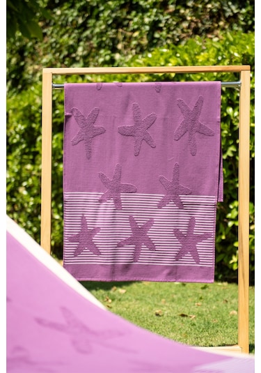 Menderes Home Cotton Collection Bukle Plaj Havlusu Yıldız Mor