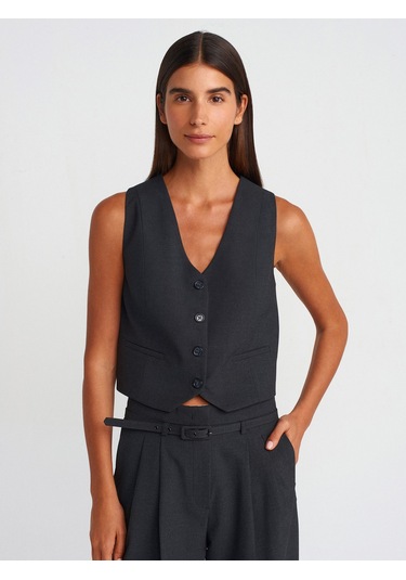 Dilvin 60562 Kısa Özel Dikim Yelek Antrasit